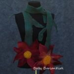 Felted scarf of stem, leaves and flowers